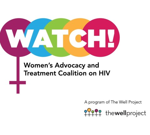 Logo for WATCH (Women's Advocacy & Treatment Coalition on HIV) with woman symbol & colorful circles.