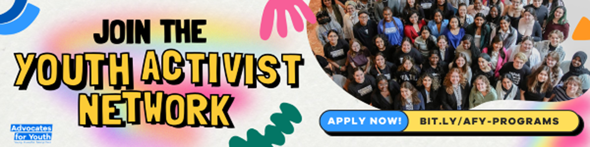 Group of young people and text that reads "Join the Youth Activist Network".