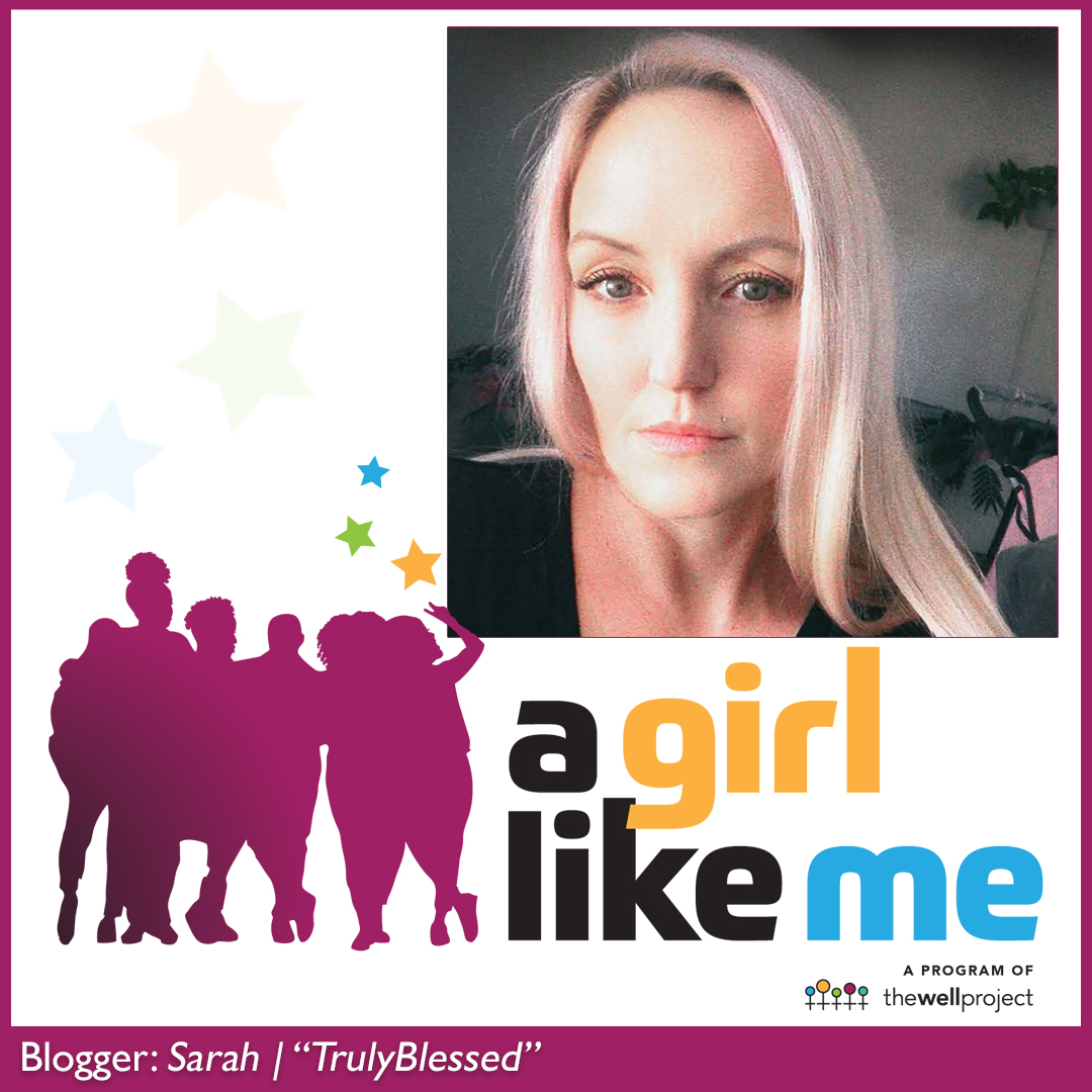 Blogger Sarah ("TrulyBlessed") and logo for A Girl Like Me.