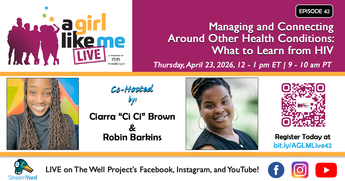 Flyer for A Girl Like Me LIVE event with headshots on Ciarra "Ci Ci" Covin and Robin Barkins, as well as event details and a QR code to register.