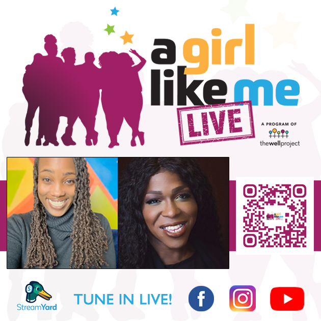 Flyer for A Girl Like Me LIVE event with headshots of Ciarra "Ci Ci" Covin and Aryah Lester, as well as event details and a QR code to register.