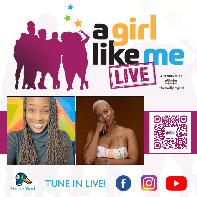 Flyer for A Girl Like Me LIVE event with headshots of Ciarra "Ci Ci" Brown and Lynette Trawick, as well as QR code to register.