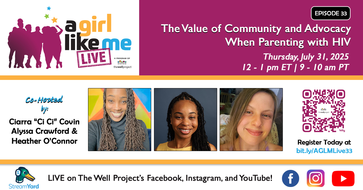 Flyer for A Girl Like Me LIVE event with headshots of Ciarra &quot;Ci Ci&quot; Covin, Alyssa Crawford, and Heather O'Connor, as well as event details and a QR code to register.
