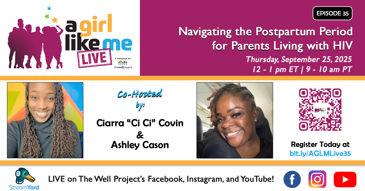 Flyer for A Girl Like Me LIVE event with headshots of Ciarra &quot;Ci Ci&quot; Covin and Ashley Cason, as well as event details and a QR code to register.
