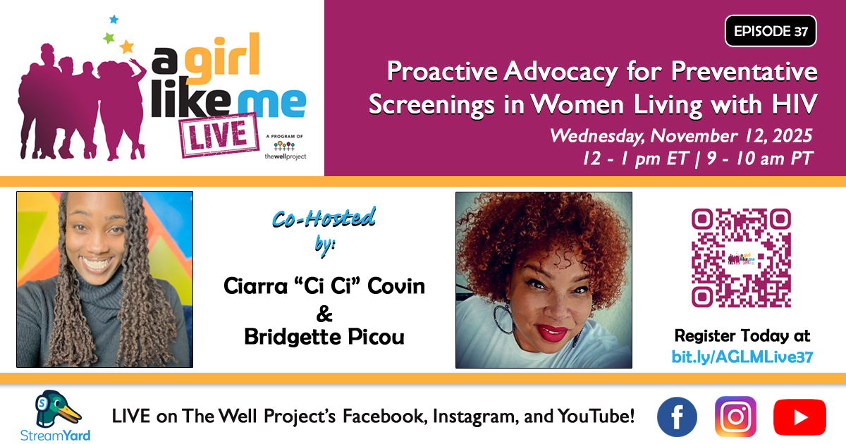 Flyer for A Girl Like Me LIVE event with headshots of Ciarra "Ci Ci" Covin and Bridgette Picou, as well as event details and a QR code to register.
