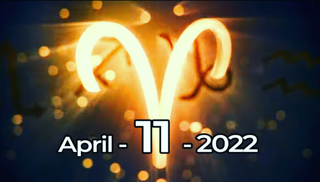 Símbolo de Aries y texto que dice 11 de abril de 2022.