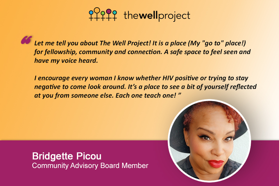 Quote by and headshot of community advisory board member, Bridgette Picou. 