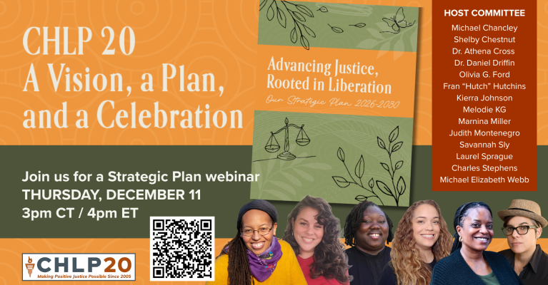 Flyer for CHLP20: A Vision, a Plan and a Celebration event.