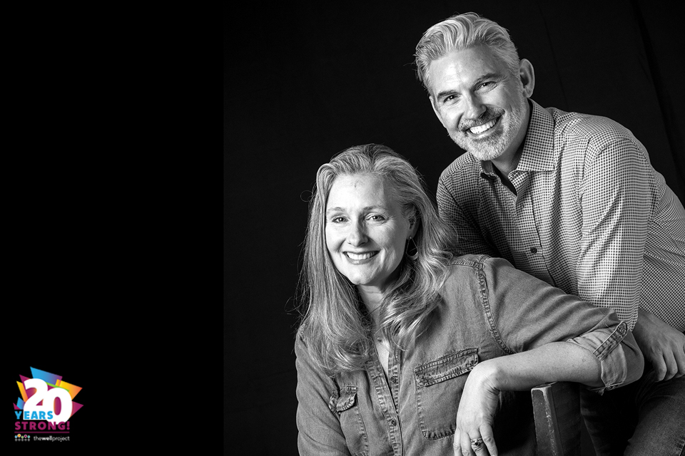 Dawn Averitt and Richard Averitt and logo for The Well Project's 20th Anniversary.