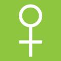 Woman symbol on green background.