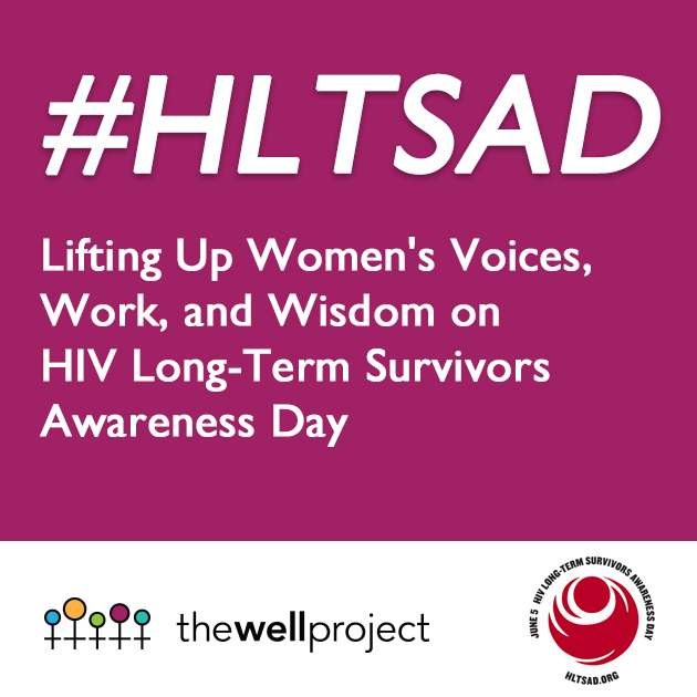 Ttitle of news piece with logos for The Well Project and HIV Long-Term Survivors Awareness Day.