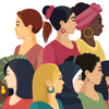 Illustration of nine multi-ethnic women.