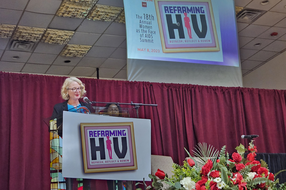 Krista Heitzman Martel being honored at Iris House's Women as the Face of AIDS Summit.