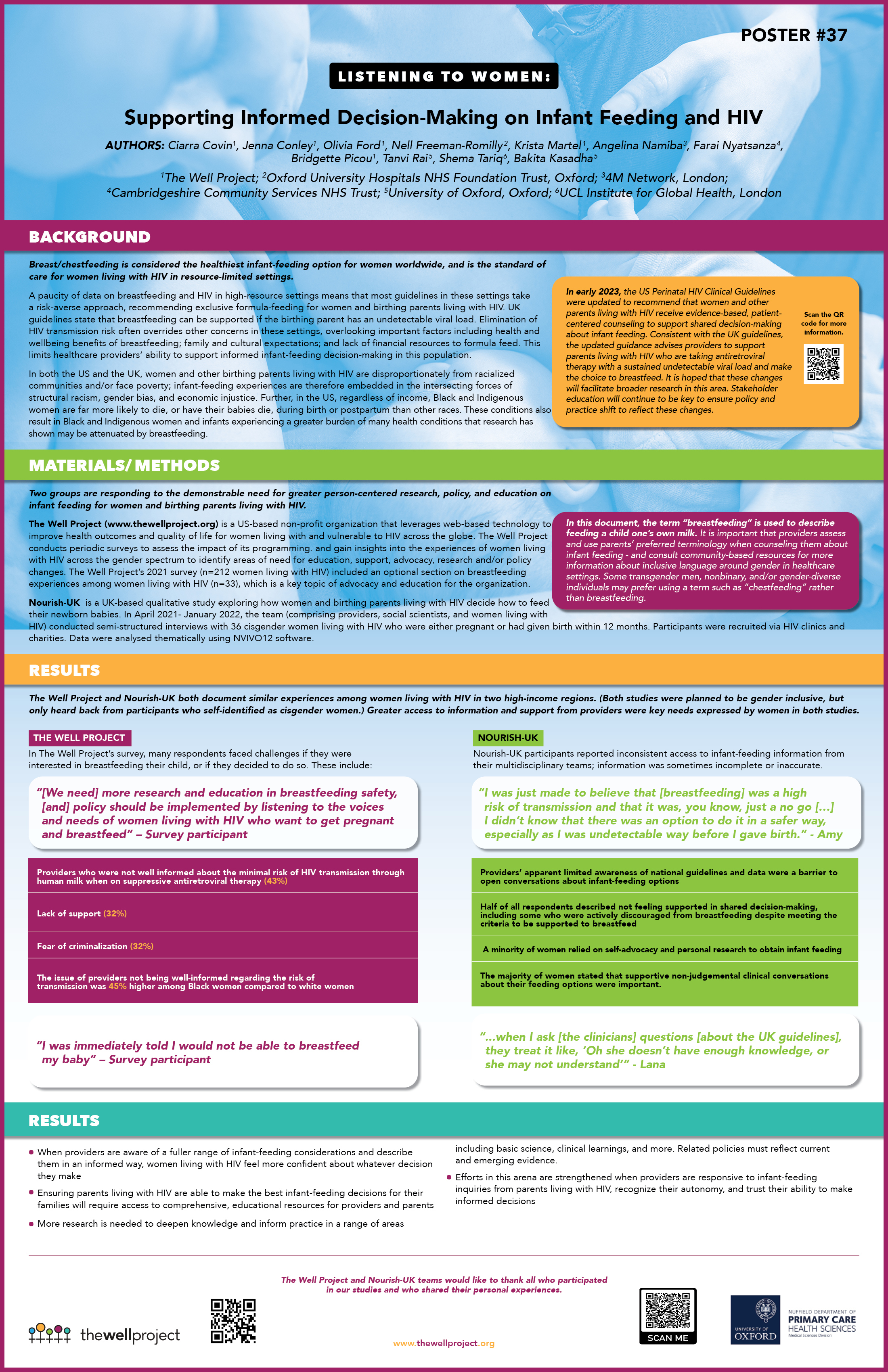 Listening to Women: Supporting Informed Decision-Making on Infant Feeding and HIV poster.