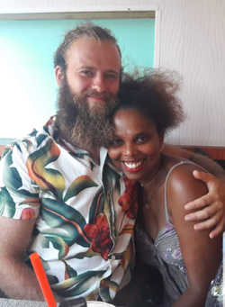 Blogger Louise Vallace and her partner.