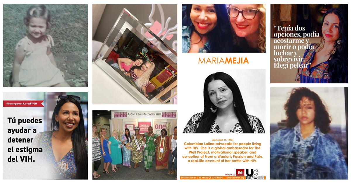 Collage of images of A Girl Like Me blogger, community advisory board member, and global ambassador, Maria "HIV" Mejia.