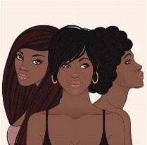 Illustration of three women's faces.