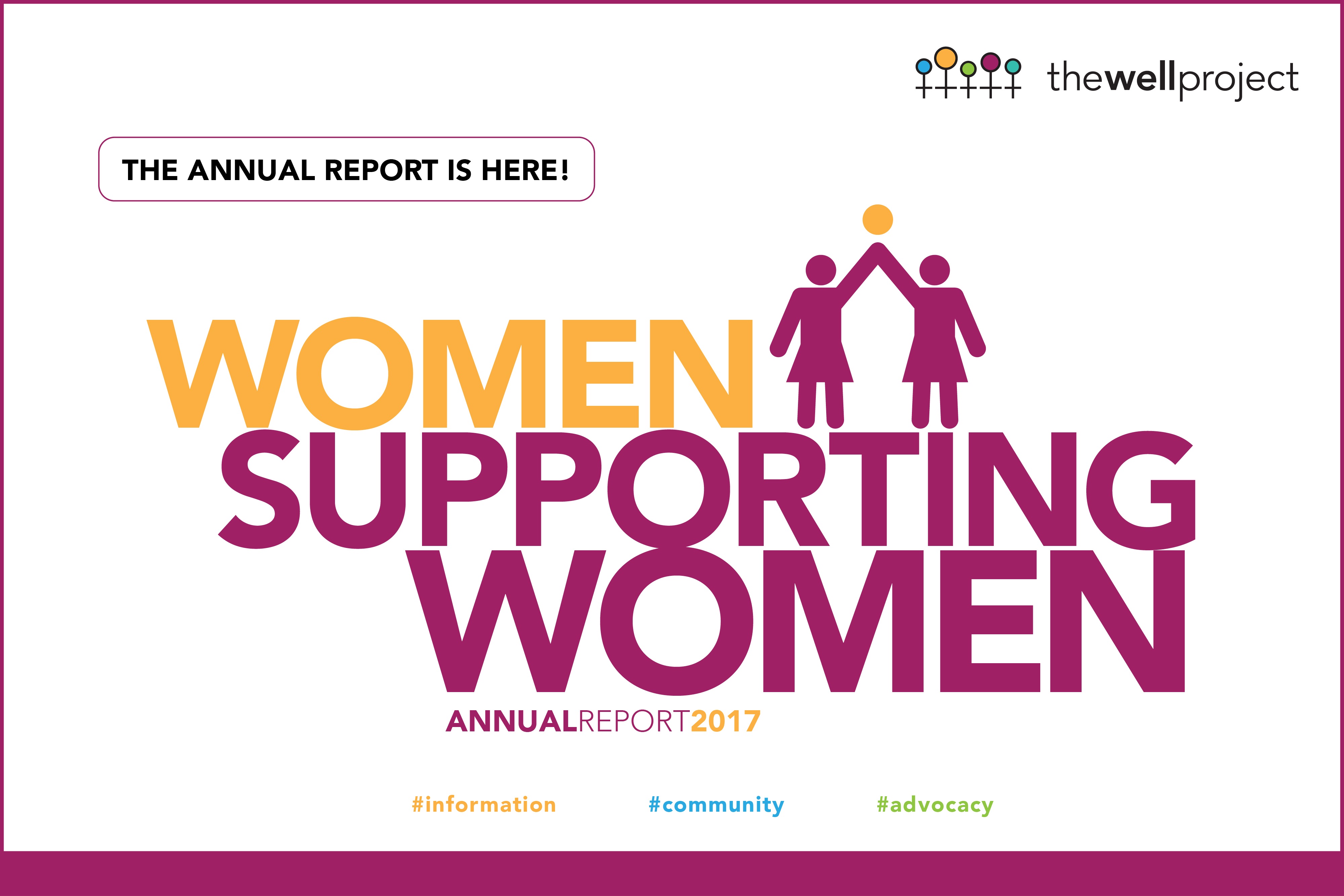 Representation of two women holding hands with words "women supporting women". 