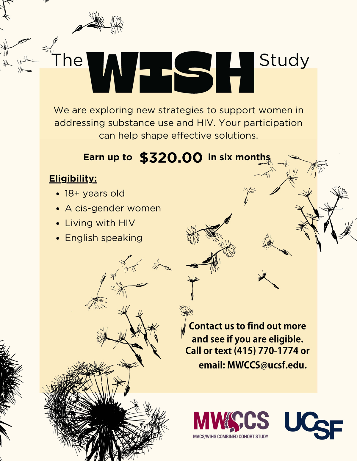 Flyer for WISH study.