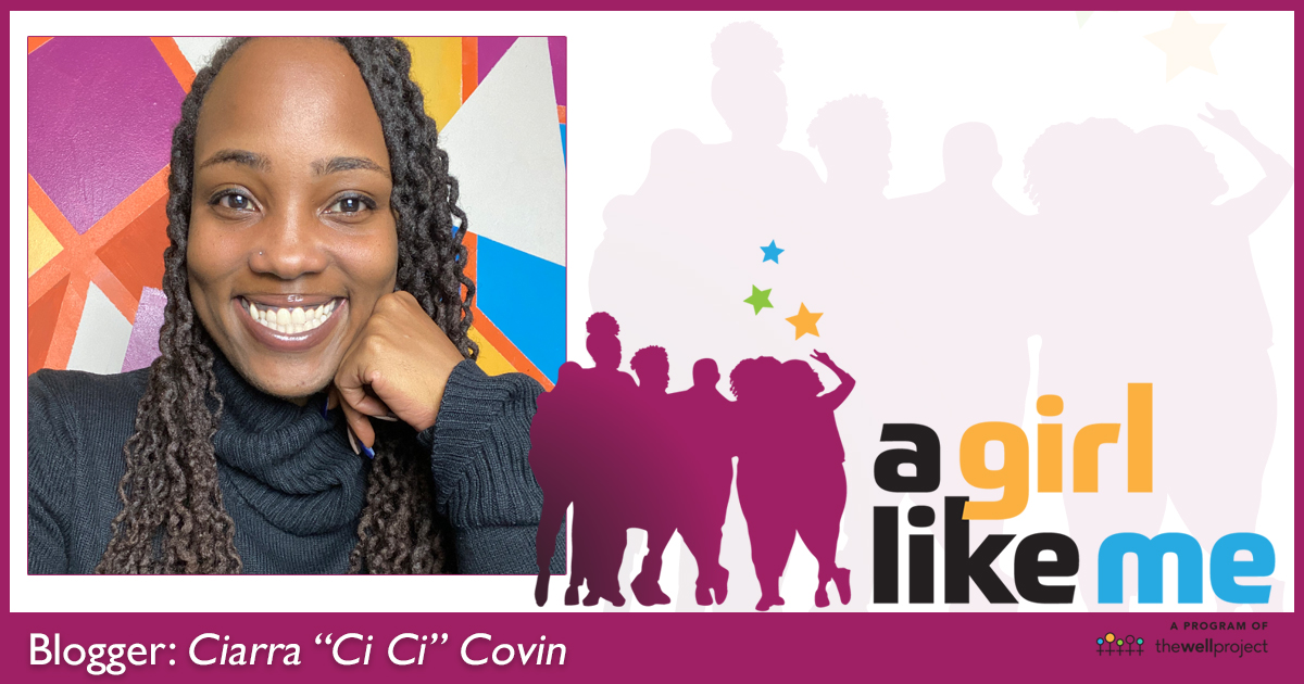 Blogger Ciarra "Ci Ci" Covin and logo for A Girl Like Me.