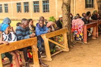 Many people sitting together.