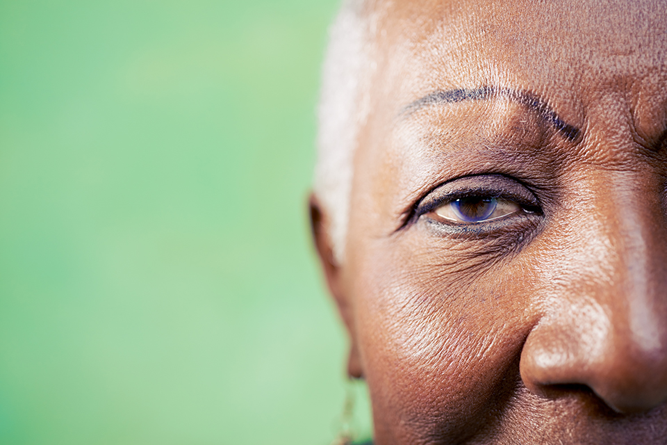 Close-up of an older woman's face.