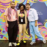 HIVstigmafighter standing with two other people.