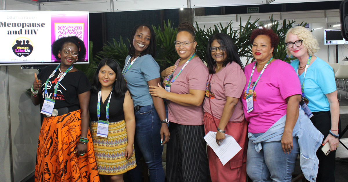 Eliane, Ci Ci, Olivia, Jo, Bridgette, and Krista at AIDS 2026.