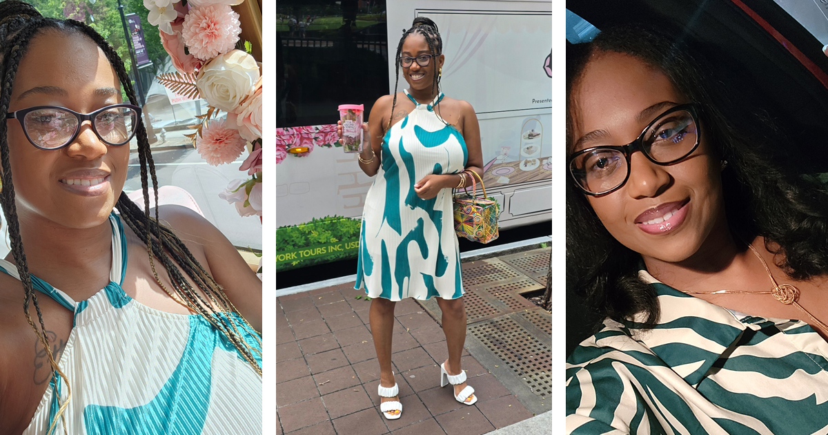 Collage of photos of Justine Davenport.