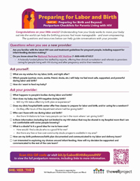 Preparing for Labor and Birth checklist.