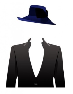 Suit and hat indicating an invisible person underneath.
