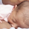 Infant breastfeeding.