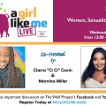 Headshots of Ciarra "Ci Ci" Covin and Marnina Miller with details of A Girl Like Me LIVE event.