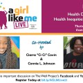 Flyer for event with headshots of Ciarra "Ci Ci" Covin and Connie L. Johnson.