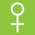 Woman symbol with green background.