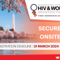 International Workshop on Women and HIV 2024 flyer.