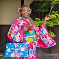 Eliane in a kimono.