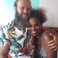 Blogger Louise Vallace and her partner. 