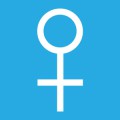 Woman symbol with blue background.