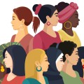 Illustration of nine multi-ethnic women.