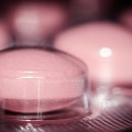 Pink medication tablet in clear inner packaging.