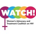 Logo for WATCH (Women's Advocacy & Treatment Coalition on HIV) with woman symbol & colorful circles.