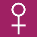Woman symbol with purple background.