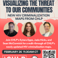 Flyer for "Visualizing the Threat to Our Communities: New HIV Criminalization Maps from the Center for HIV Law and Policy" event.