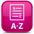 Pink square with A to Z in white letters.
