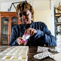 Blogger Eliane (HIVstigmafighter) sorting her medications.
