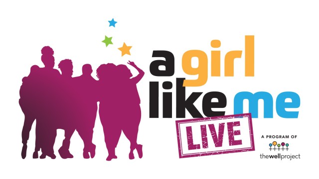 Logo for A Girl Like Me LIVE, a program of The Well Project with silhouette of 5 women and 3 stars.