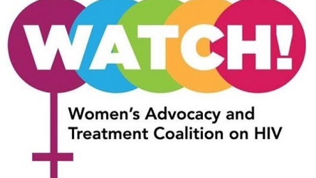 Logo for WATCH (Women's Advocacy & Treatment Coalition on HIV) with woman symbol & colorful circles.