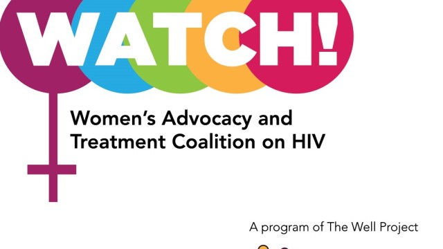 Logo for WATCH (Women's Advocacy & Treatment Coalition on HIV) with woman symbol & colorful circles.