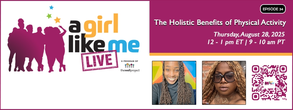 Flyer for A Girl Like Me LIVE event with headshots of Ciarra "Ci Ci" Covin and Kim Canady, as well as event details and a QR code to register.